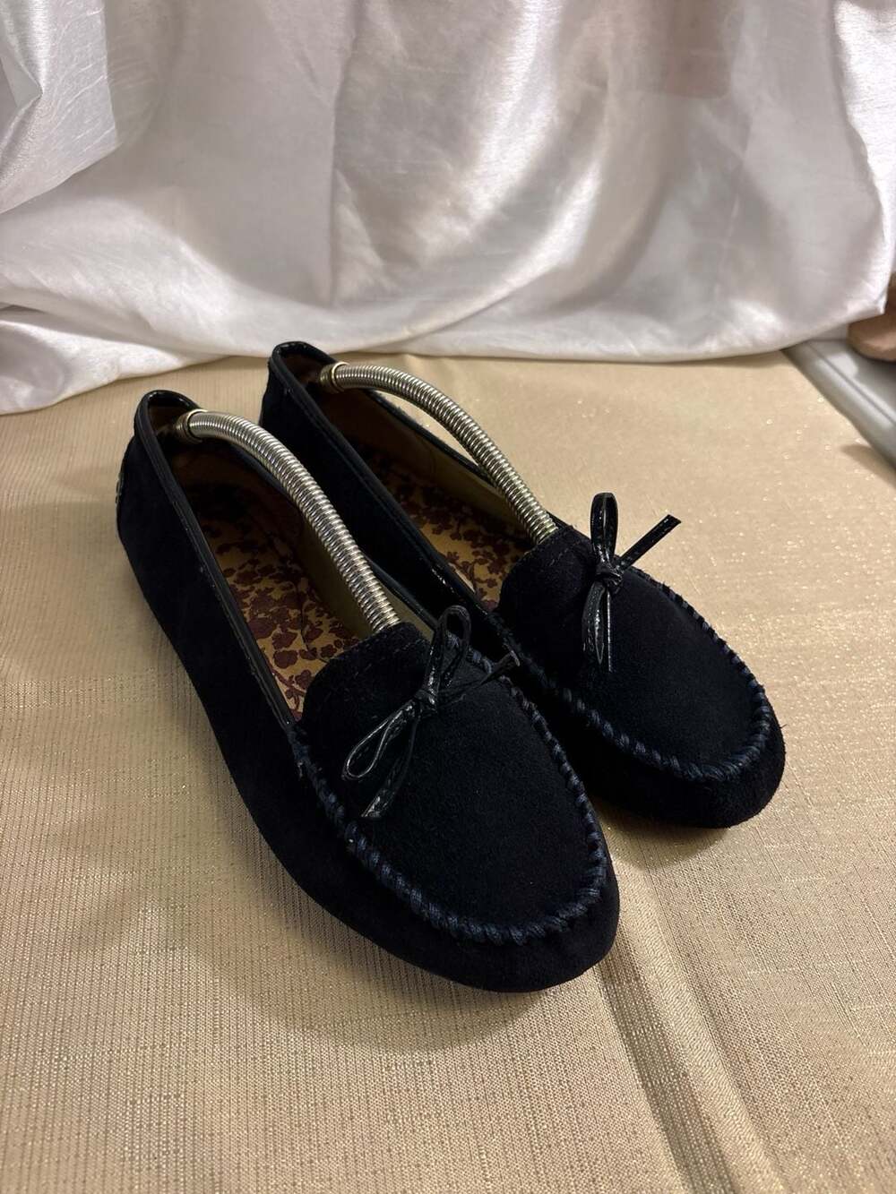 Lands' End Blue Suede Bow Moccasin Size 9 M
